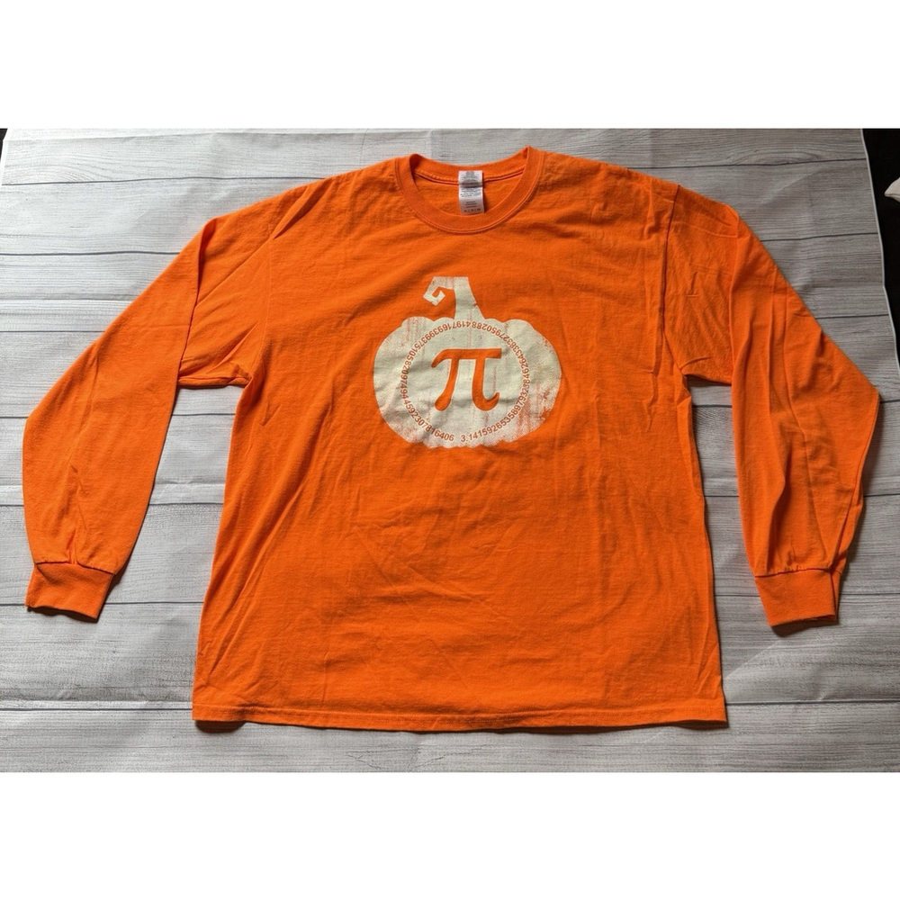 Pumpkin Pi Thanksgiving Halloween Math Pie Funny Long Sleeve T Shirt Size XL